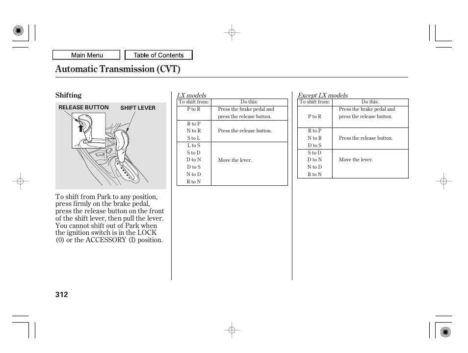 Automatic transmission (cvt), 2010 insight | HONDA 2010 Insight User Manual | Page 315 / 450