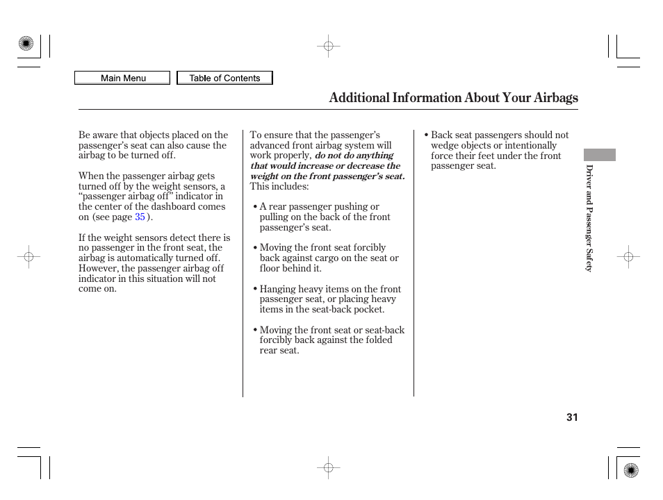Additional information about your airbags, 2010 insight | HONDA 2010 Insight User Manual | Page 34 / 450