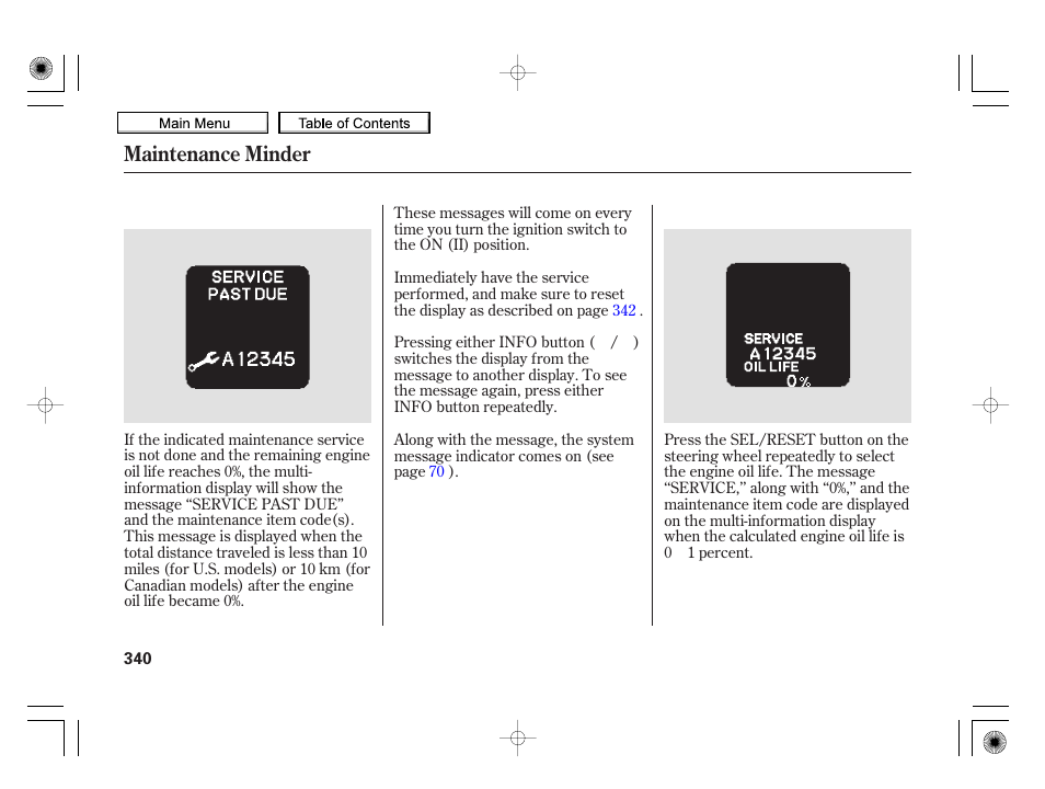 Maintenance minder | HONDA 2010 Insight User Manual | Page 343 / 450