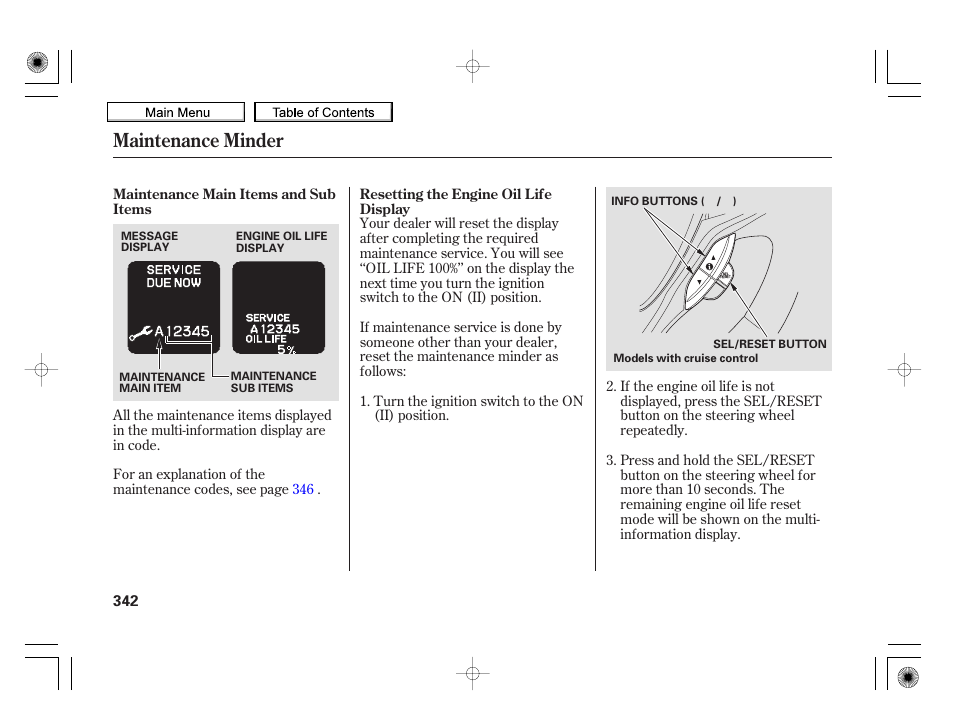 Maintenance minder, 2010 insight | HONDA 2010 Insight User Manual | Page 345 / 450