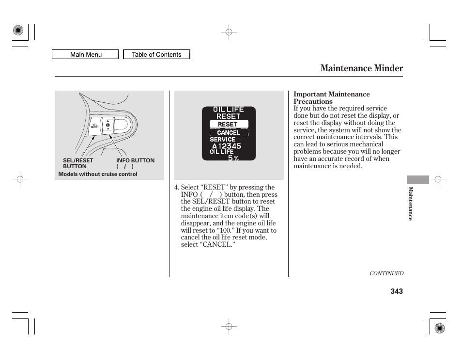 Maintenance minder, 2010 insight | HONDA 2010 Insight User Manual | Page 346 / 450