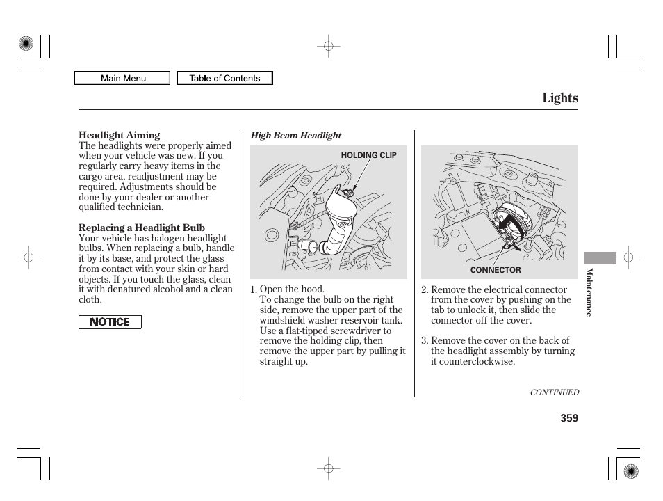 Lights, 2010 insight | HONDA 2010 Insight User Manual | Page 362 / 450