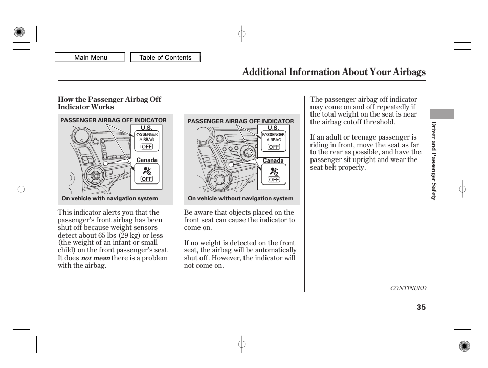 Additional information about your airbags, 2010 insight | HONDA 2010 Insight User Manual | Page 38 / 450