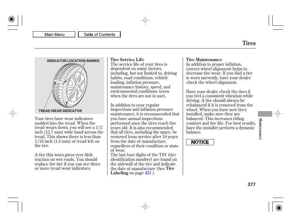 Tires | HONDA 2010 Insight User Manual | Page 380 / 450