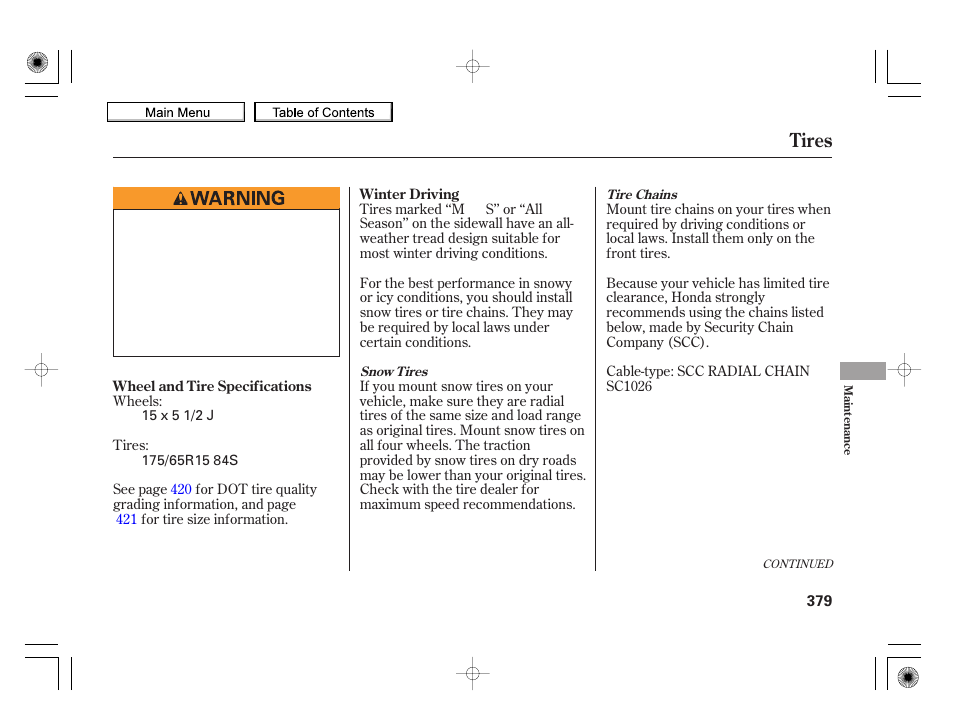 Tires | HONDA 2010 Insight User Manual | Page 382 / 450