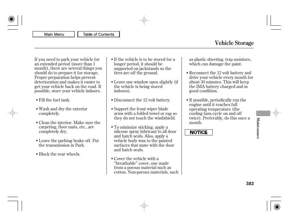 Vehicle storage | HONDA 2010 Insight User Manual | Page 386 / 450