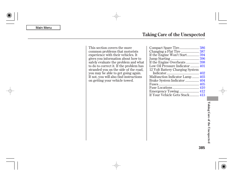 Taking care of the unexpected | HONDA 2010 Insight User Manual | Page 388 / 450