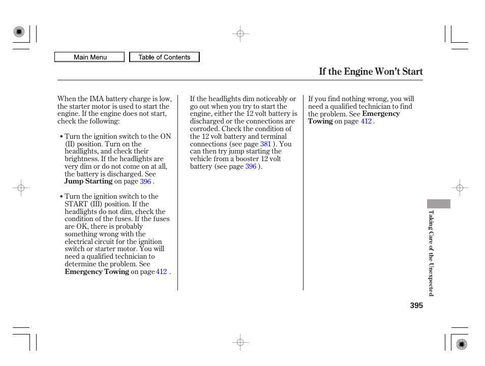 If the engine won’t start, 2010 insight | HONDA 2010 Insight User Manual | Page 398 / 450