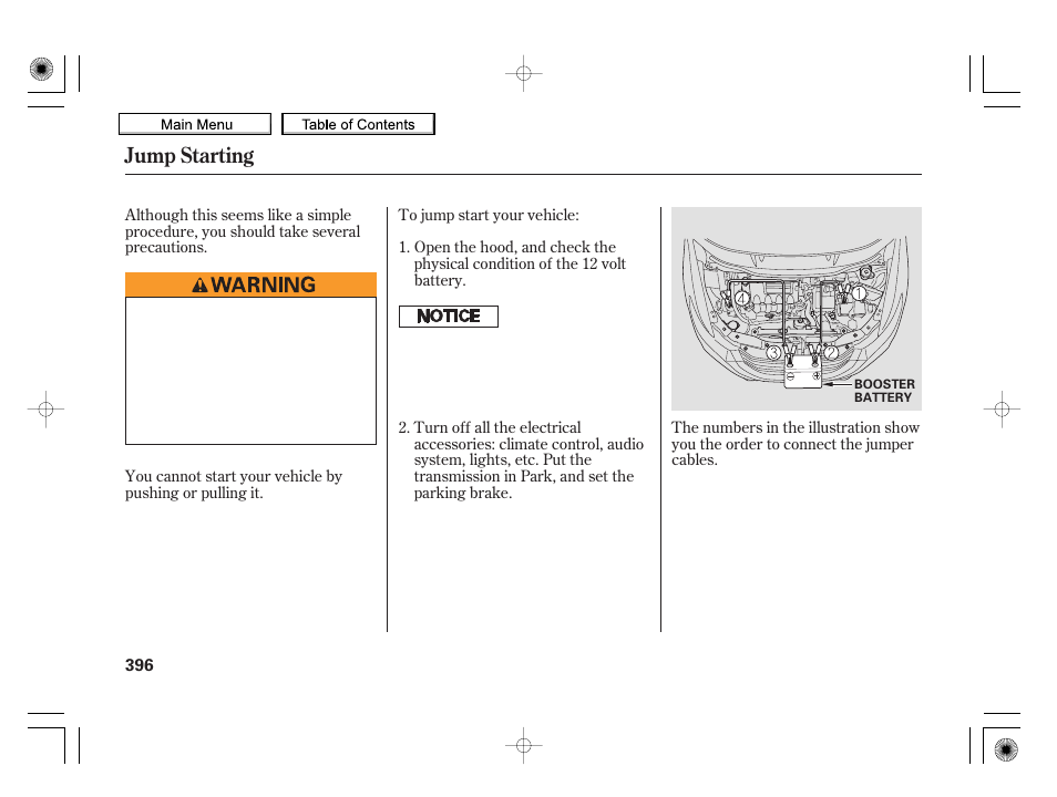 Jump starting | HONDA 2010 Insight User Manual | Page 399 / 450