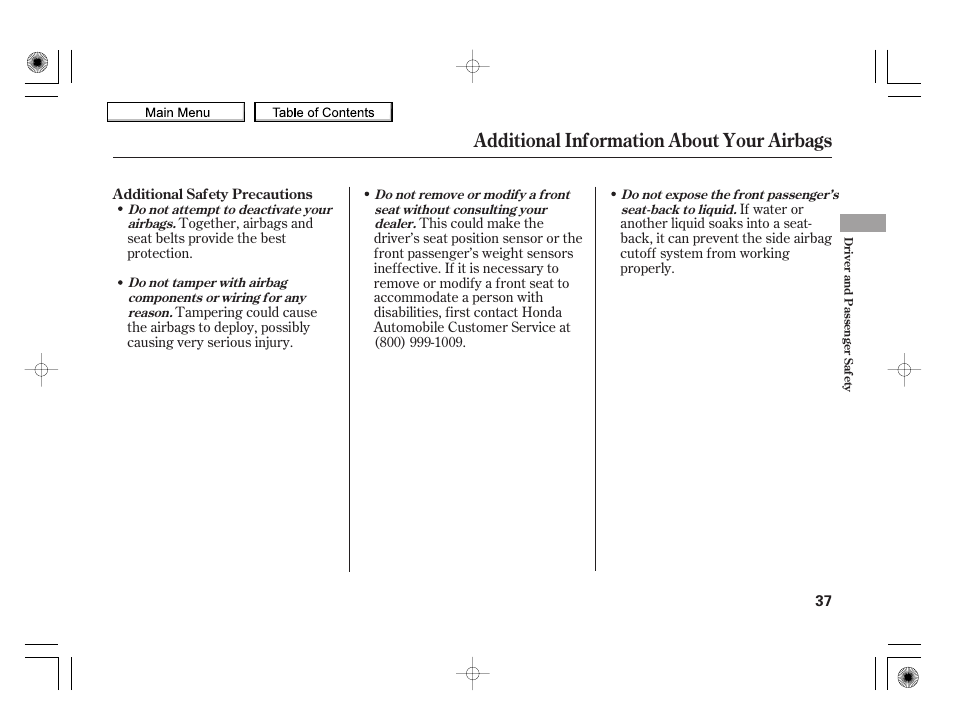 Additional information about your airbags, 2010 insight | HONDA 2010 Insight User Manual | Page 40 / 450