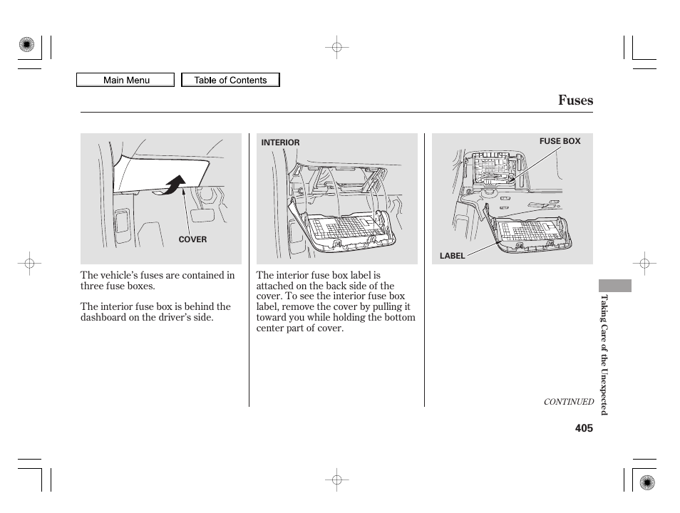 Fuses, 2010 insight | HONDA 2010 Insight User Manual | Page 408 / 450