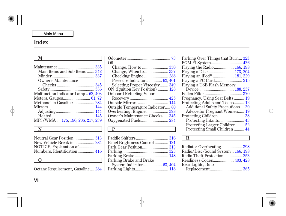 Index | HONDA 2010 Insight User Manual | Page 445 / 450