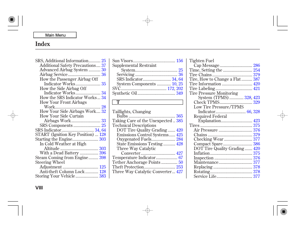 Index | HONDA 2010 Insight User Manual | Page 447 / 450