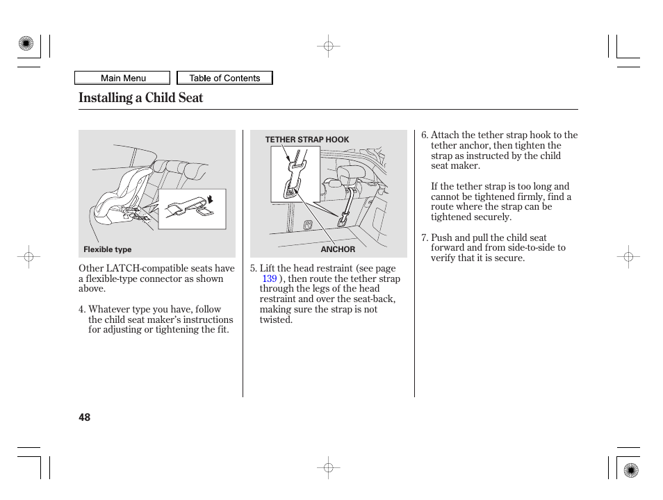 Installing a child seat | HONDA 2010 Insight User Manual | Page 51 / 450