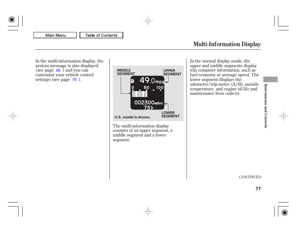 Multi-information display, 2010 insight | HONDA 2010 Insight User Manual | Page 80 / 450