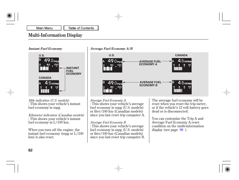 Multi-information display, 2010 insight | HONDA 2010 Insight User Manual | Page 85 / 450