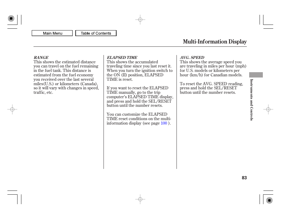 Multi-information display, 2010 insight | HONDA 2010 Insight User Manual | Page 86 / 450