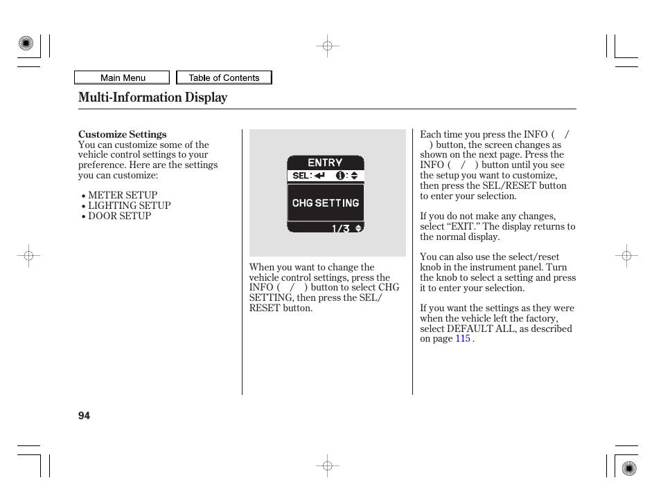 Multi-information display | HONDA 2010 Insight User Manual | Page 97 / 450
