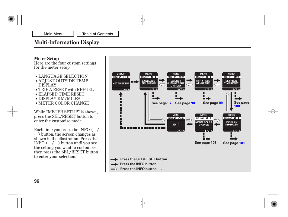 Multi-information display, 2010 insight | HONDA 2010 Insight User Manual | Page 99 / 450