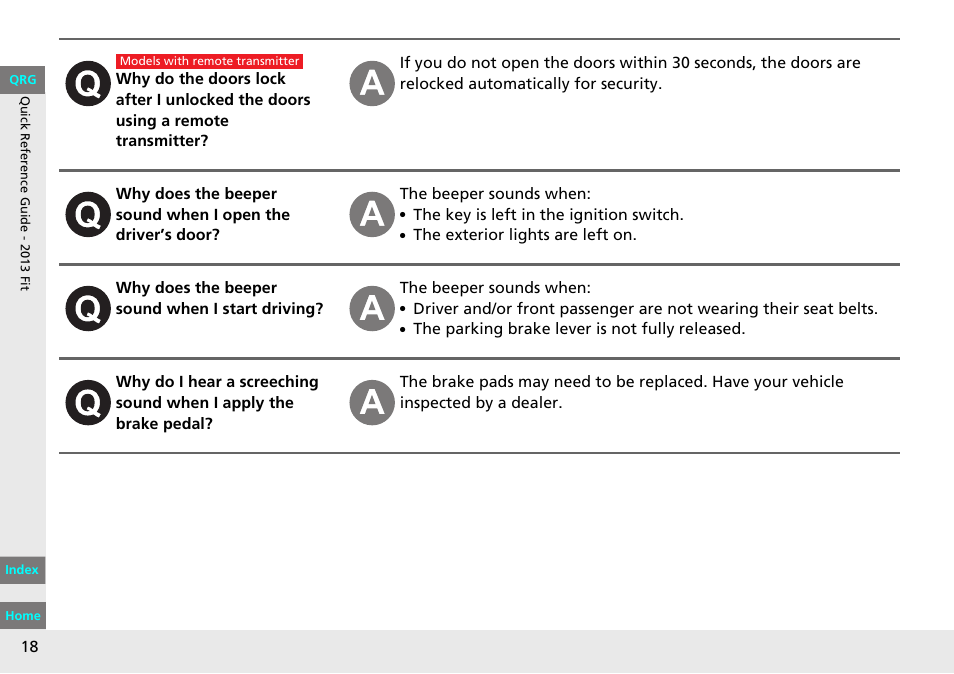 HONDA 2013 Fit User Manual | Page 19 / 286