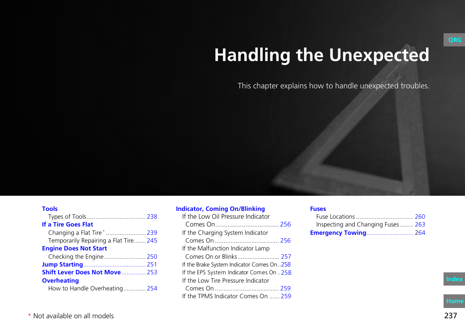 Handling the unexpected, 2 handling the, Unexpected p | P. 237, P237) | HONDA 2013 Fit User Manual | Page 238 / 286