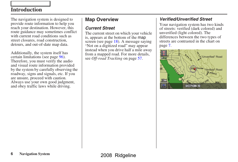 Introduction, 2008 ridgeline | HONDA 2008 Ridgeline Navigation User Manual | Page 6 / 135
