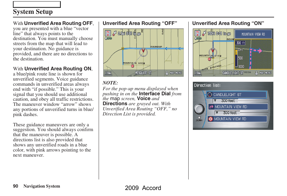 System setup, 2009 accord | HONDA 2009 Accord Navigation User Manual | Page 90 / 154