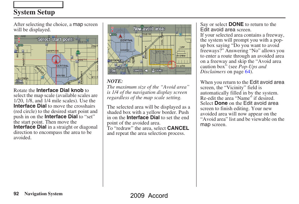 System setup, 2009 accord | HONDA 2009 Accord Navigation User Manual | Page 92 / 154