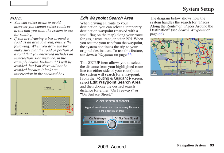 System setup, 2009 accord | HONDA 2009 Accord Navigation User Manual | Page 93 / 154