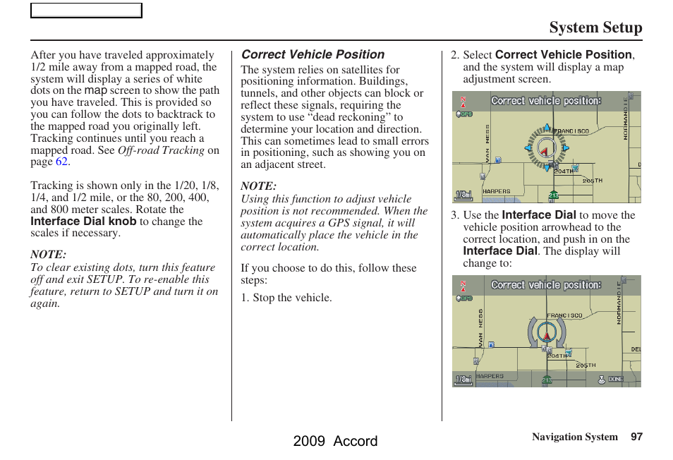 System setup, 2009 accord | HONDA 2009 Accord Navigation User Manual | Page 97 / 154