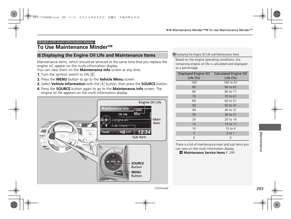 HONDA 2012 CR-V User Manual | Page 295 / 384