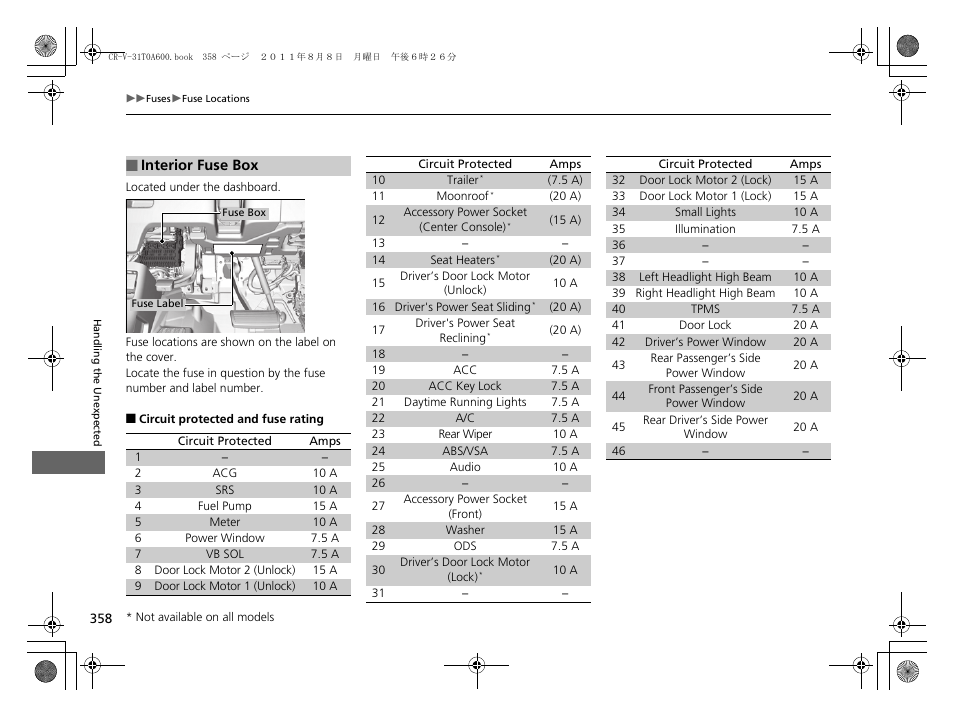 P 358) | HONDA 2012 CR-V User Manual | Page 360 / 384