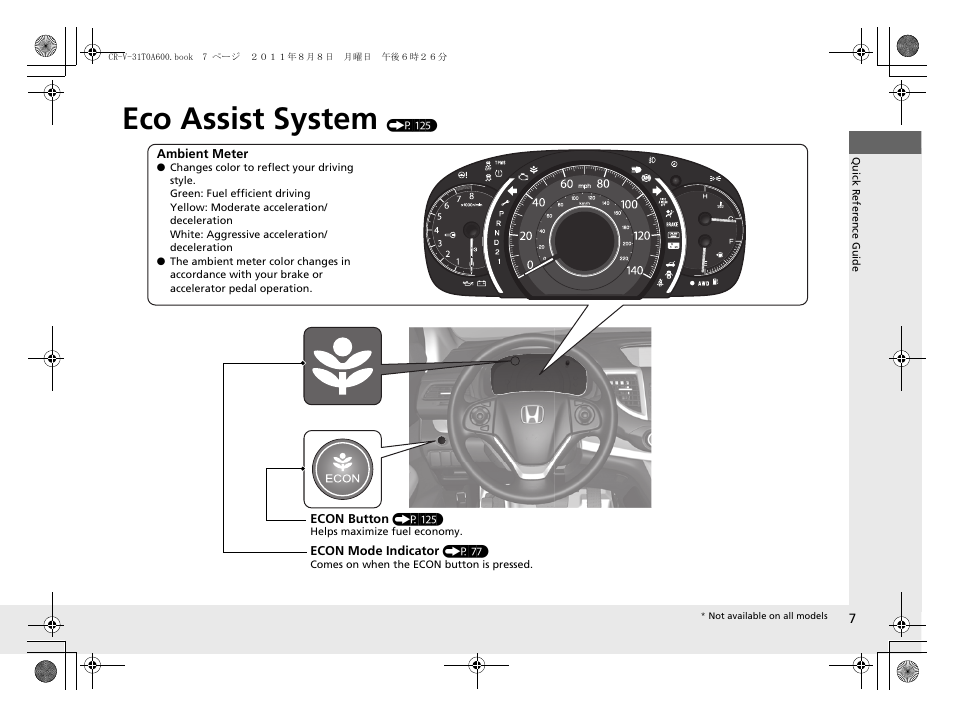 Eco assist system (p 125), Eco assist system | HONDA 2012 CR-V User Manual | Page 9 / 384