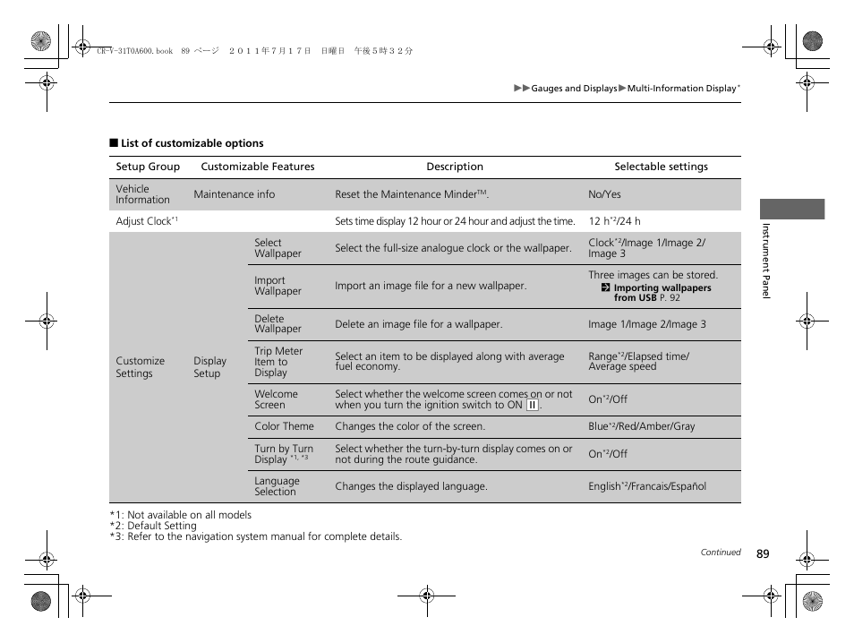 HONDA 2012 CR-V User Manual | Page 91 / 384