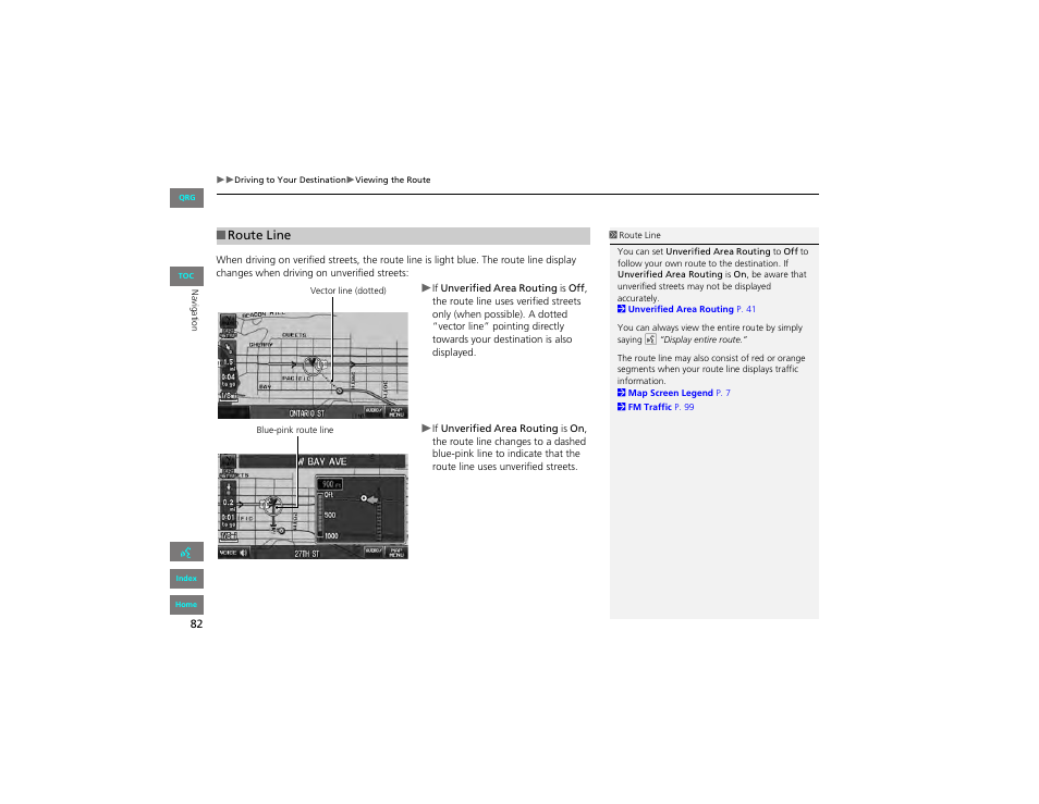 Route line, P82), 2 route line | P. 82 | HONDA 2012 Civic Hybrid Navigation User Manual | Page 83 / 204