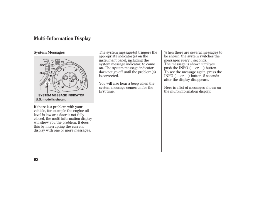 Multi-information display | HONDA 2012 Pilot User Manual | Page 100 / 682