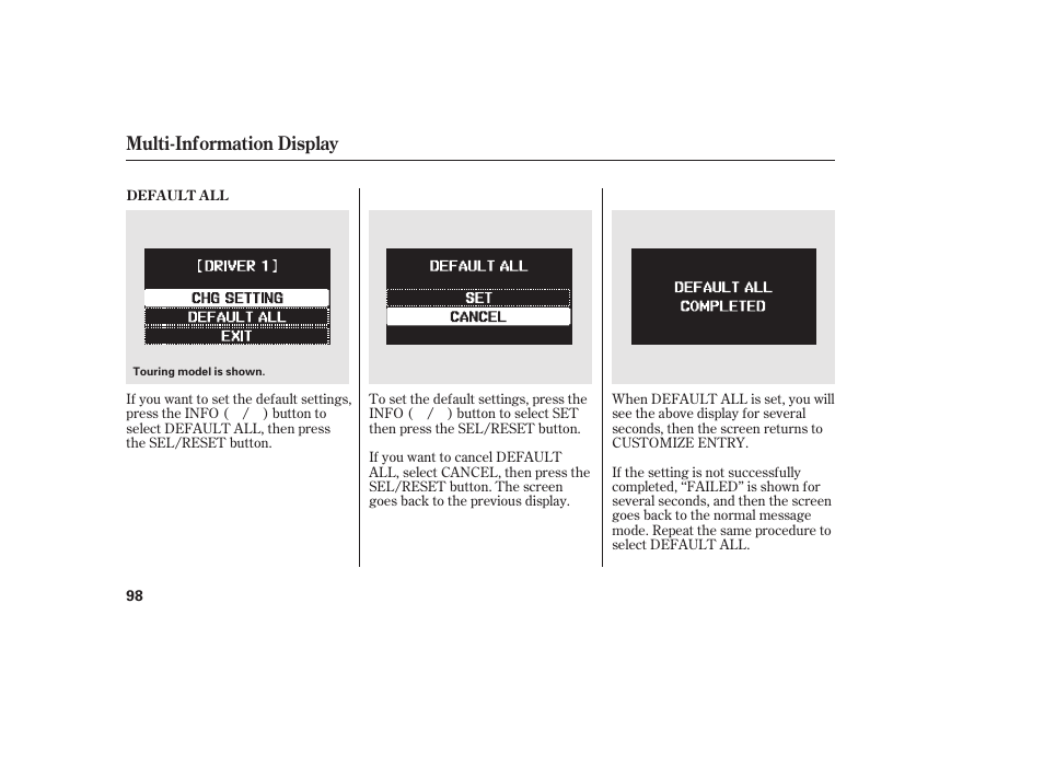 Multi-information display | HONDA 2012 Pilot User Manual | Page 106 / 682
