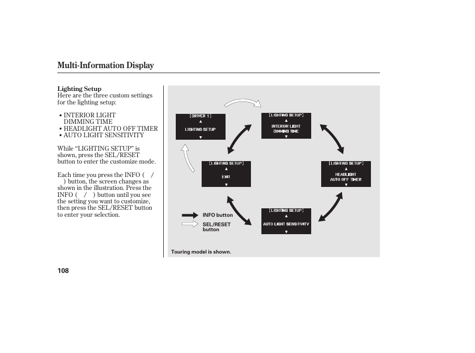 Multi-information display | HONDA 2012 Pilot User Manual | Page 116 / 682