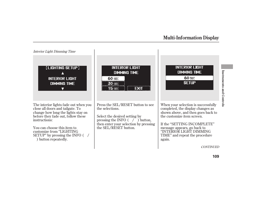 Multi-information display | HONDA 2012 Pilot User Manual | Page 117 / 682