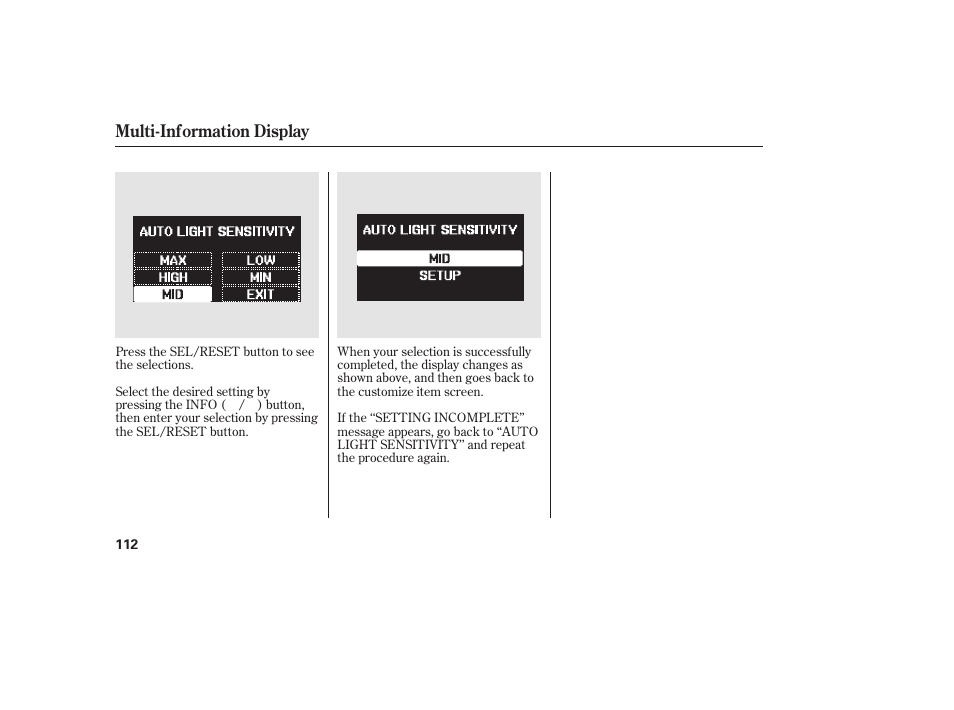 Multi-information display | HONDA 2012 Pilot User Manual | Page 120 / 682
