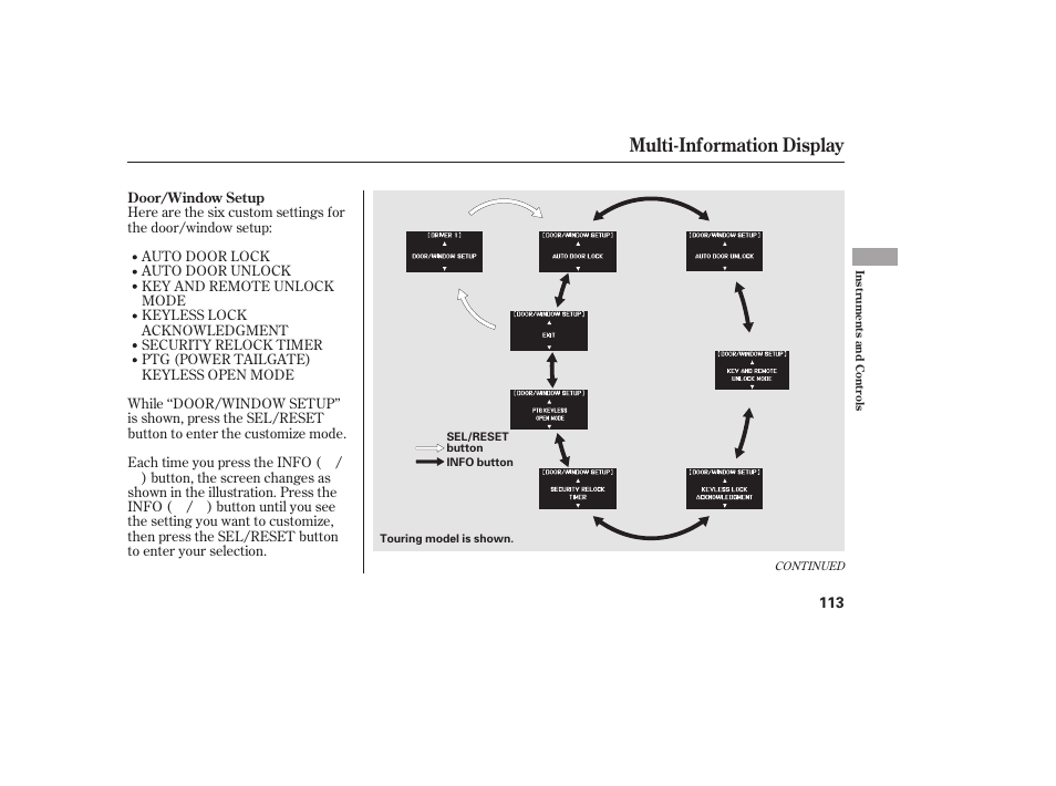 Multi-information display | HONDA 2012 Pilot User Manual | Page 121 / 682