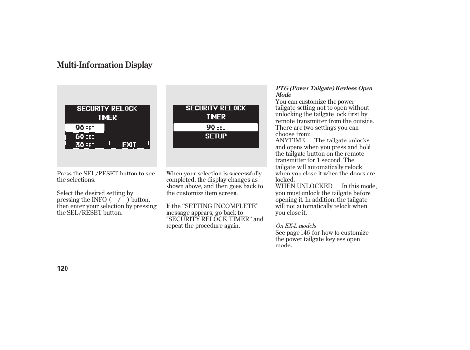 Multi-information display | HONDA 2012 Pilot User Manual | Page 128 / 682