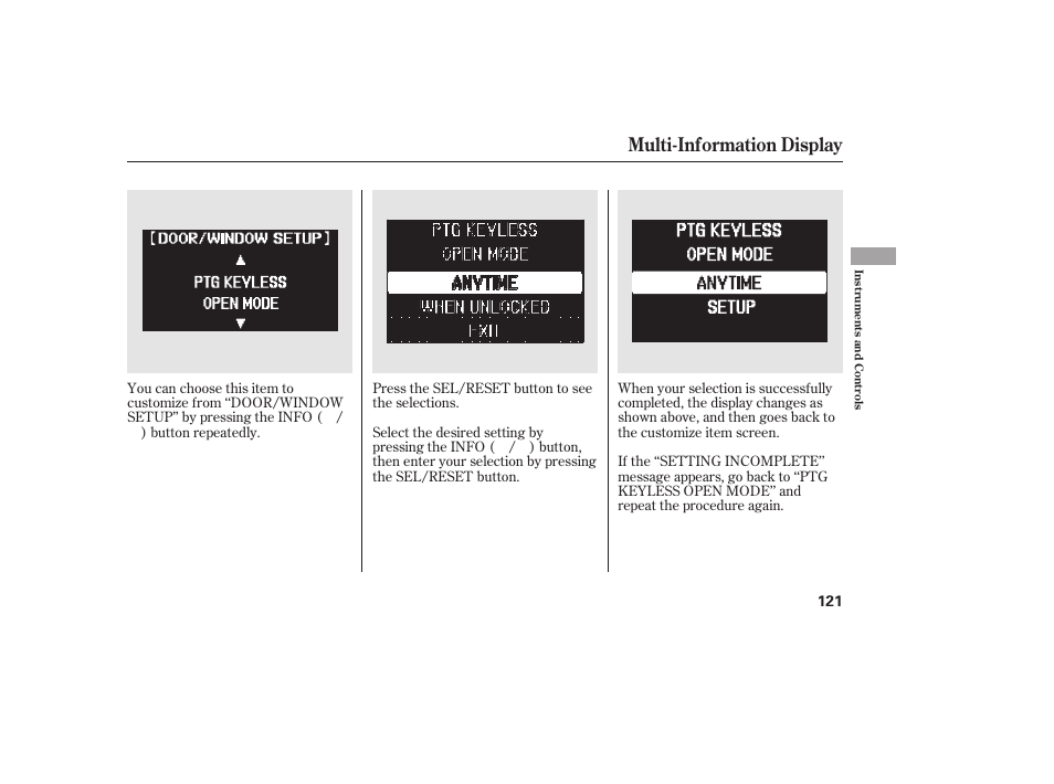 Multi-information display | HONDA 2012 Pilot User Manual | Page 129 / 682