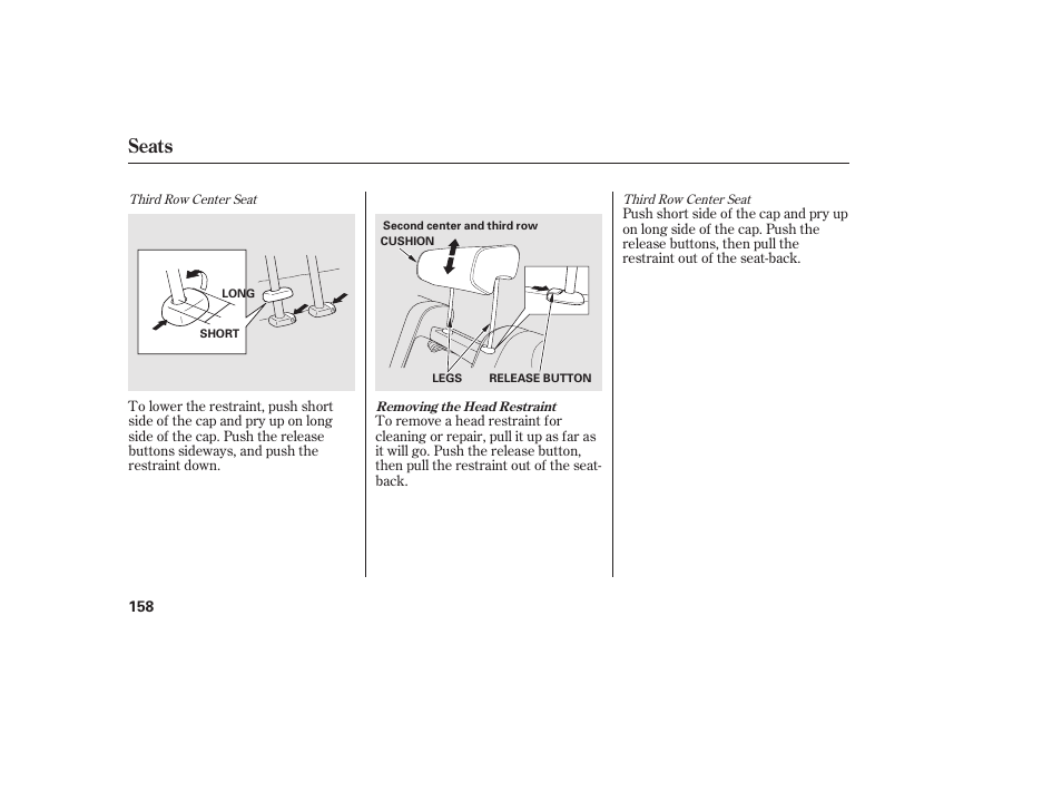 Seats | HONDA 2012 Pilot User Manual | Page 166 / 682