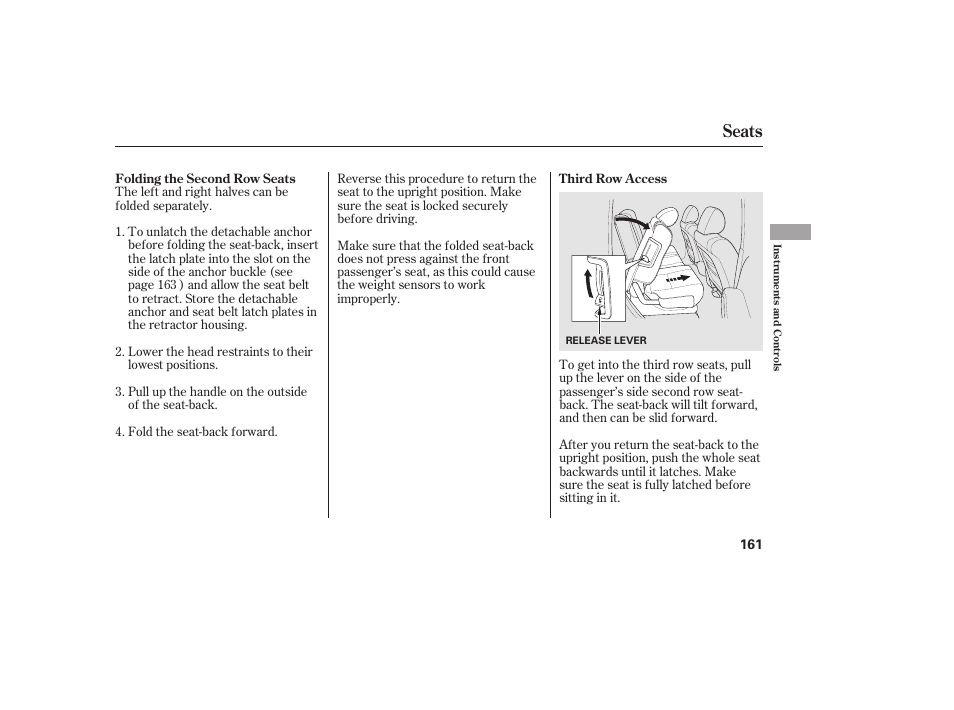 Seats | HONDA 2012 Pilot User Manual | Page 169 / 682
