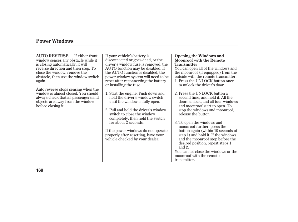 Power windows | HONDA 2012 Pilot User Manual | Page 176 / 682