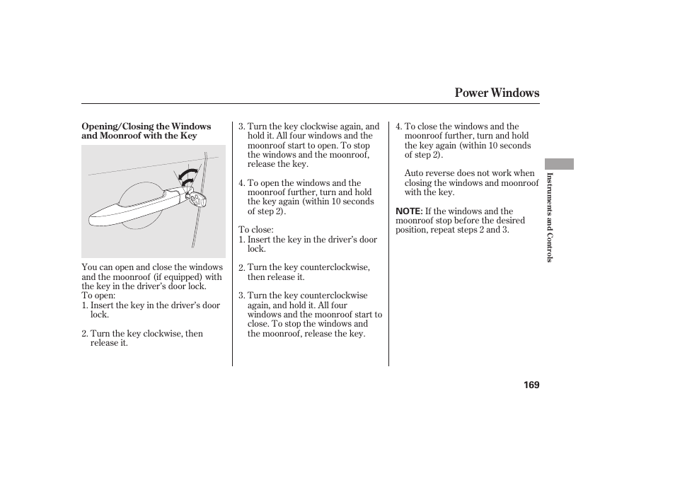 Power windows | HONDA 2012 Pilot User Manual | Page 177 / 682