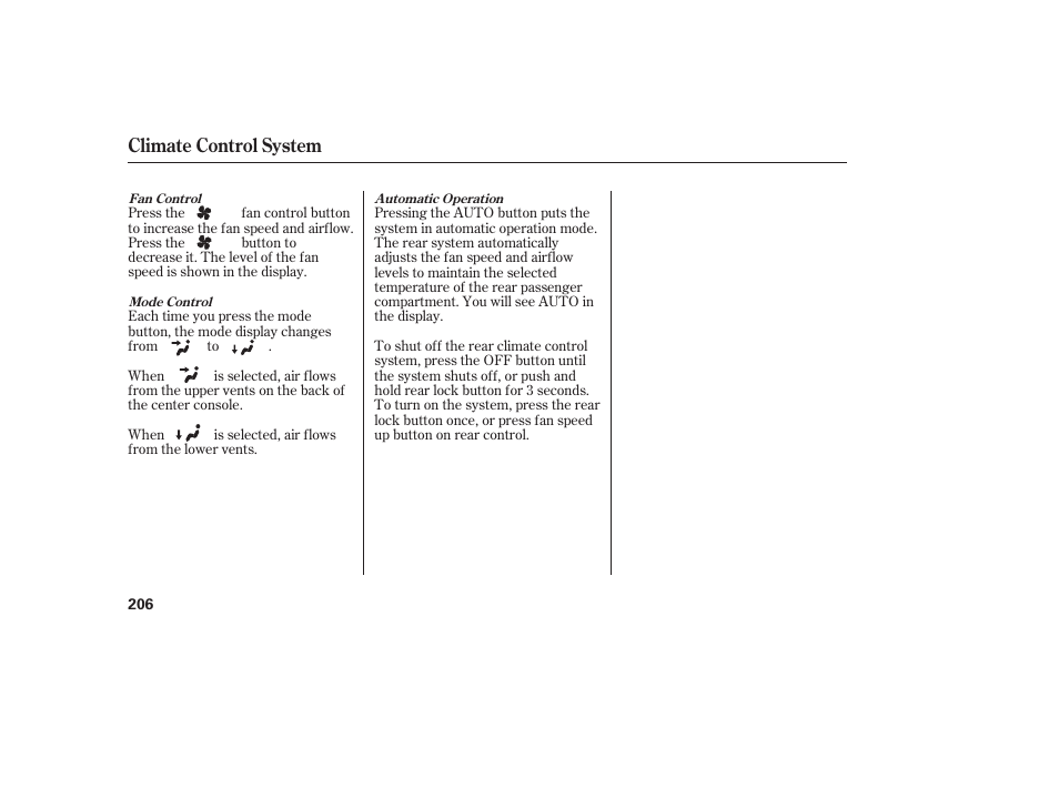 Climate control system | HONDA 2012 Pilot User Manual | Page 214 / 682