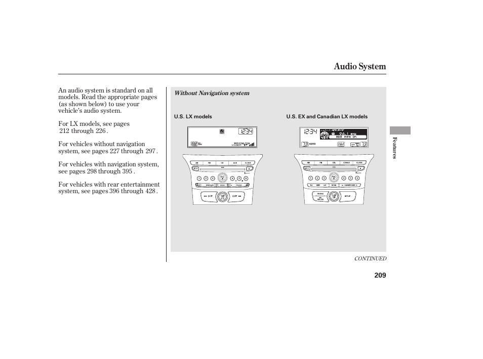 Audio system | HONDA 2012 Pilot User Manual | Page 217 / 682