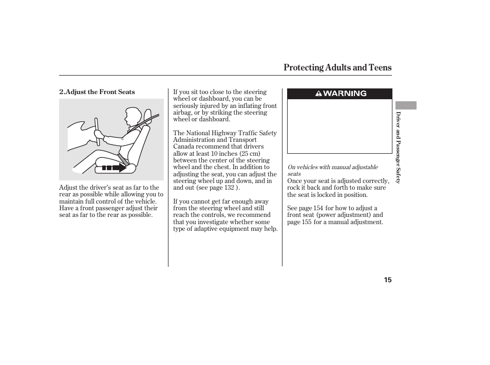 Protecting adults and teens | HONDA 2012 Pilot User Manual | Page 23 / 682